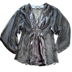 Simply Irresistible Black Slinky Sheer Satiny Nighty Lingerie Gown Medium